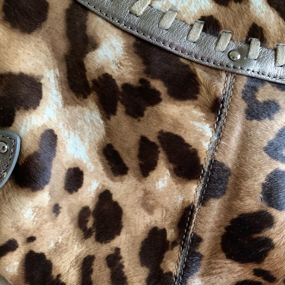 Cole Haan Leather Leopard and Hide Skin Flap Purse Bag - Picture 7 of 9